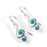 Music Treble Clef Hook Earrings in Silver and Turquoise