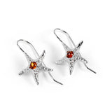 Starfish Hook Earrings in Silver and Amber