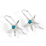 Starfish Hook Earrings in Silver and Turquoise