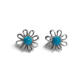 Daisy Stud Earrings in Silver and Turquoise