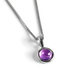 Round Charm Necklace in Silver and Amethyst