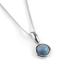 Round Charm Necklace in Silver and Blue Opal