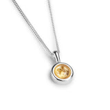 Round Charm Necklace in Silver and Citrine