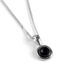 Round Charm Necklace in Silver and Black Onyx