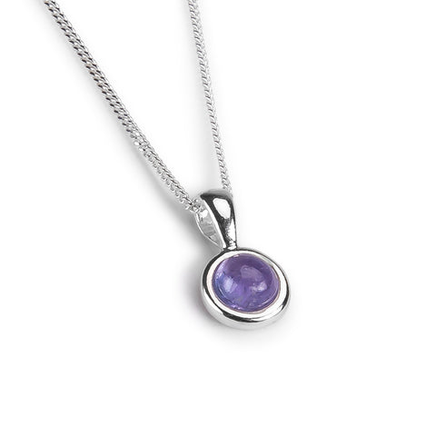 Round Charm Necklace in Silver and Tanzanite