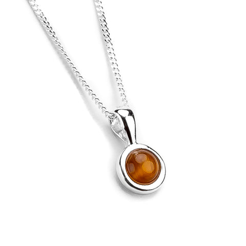 Round Charm Necklace in Silver and Tiger's Eye