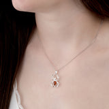 Spider Necklace in Silver and Amber