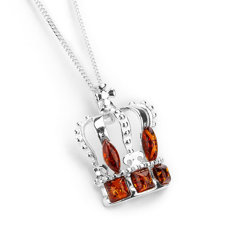 Crown Necklace in Silver and Amber