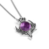 Scottish Thistle Necklace in Silver and Amethyst