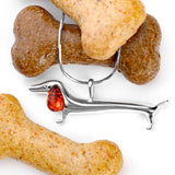 Sausage Dog Dachshund Necklace in Silver and Amber