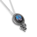 Vintage Inspired Snake Necklace in Silver & Labradorite