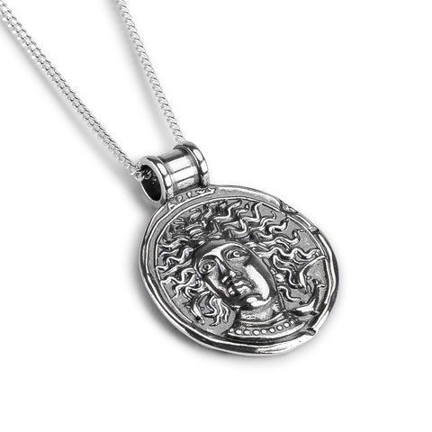 Large Ancient Greek Coin Necklace in Silver