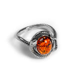 Snake Ring in Silver and Amber
