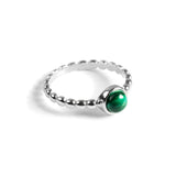 Round Charm Bead Ring in Silver and Malachite