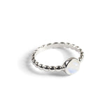 Round Charm Bead Ring in Silver and Moonstone