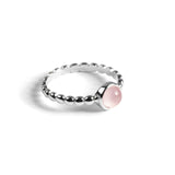 Round Charm Bead Ring in Silver and Rose Quartz