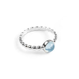 Round Charm Bead Ring in Silver and Blue Topaz
