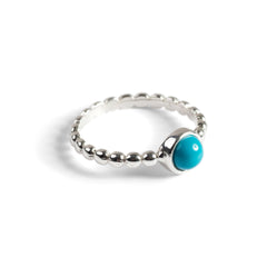 Round Charm Bead Ring in Silver and Turquoise