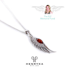 Angel Wing Necklace in Silver and Amber