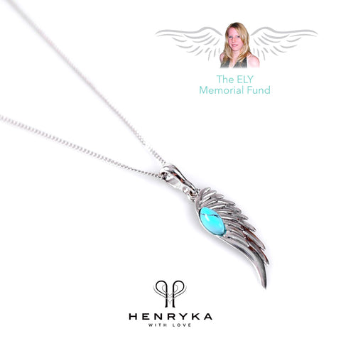 Angel Wing Necklace in Silver and Turquoise
