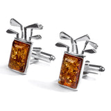 Golf Club Cufflinks in Silver and Amber