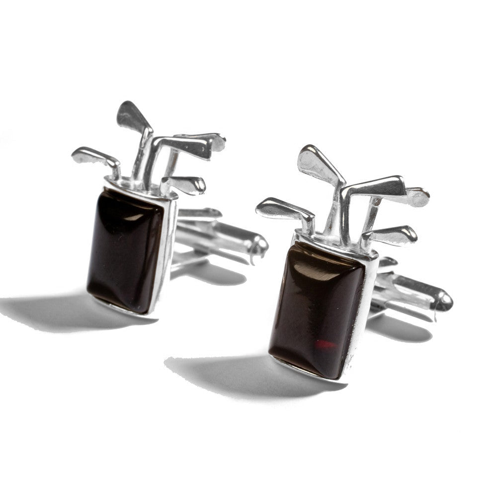 Golf Club Cufflinks in Silver and Amber