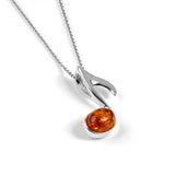 Quaver Music Note Necklace in Silver and Amber
