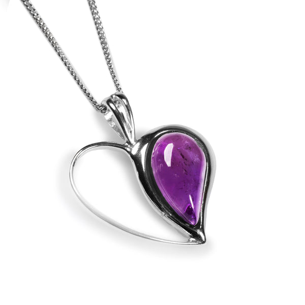 Heart Necklace in Silver and Amethyst