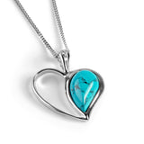 Heart Necklace in Silver and Turquoise
