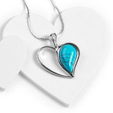 Heart Necklace in Silver and Turquoise