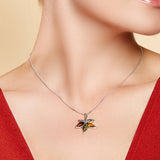 Autumn Maple Leaf Necklace in Silver and Amber