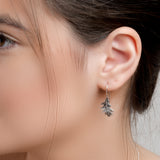 Oak Leaf Hook Earrings in Silver