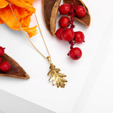 Mighty Oak Leaf Necklace in Silver with 24ct Gold