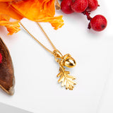 Acorn and Oak Leaf Necklace in Silver with 24ct Gold