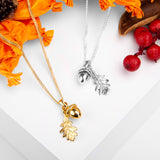Acorn and Oak Leaf Necklace in Silver with 24ct Gold