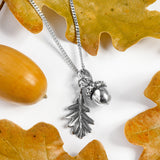 Acorn and Oak Leaf Necklace in Silver