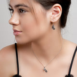 Oak Leaf Hook Earrings in Silver