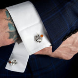 Anchor Cufflinks in Silver and Amber