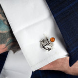 Anchor Cufflinks in Silver and Amber