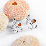 Anchor Cufflinks in Silver and Amber