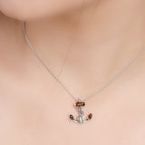 Anchor Necklace in Silver and Amber