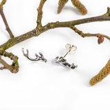 Stag Antler Stud Earrings in Silver