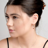 Arrow Drop Earrings in Silver and Cognac Amber