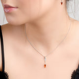 Arrow Necklace in Silver and  Cognac Amber