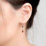 Arrow Drop Earrings in Silver and Cognac Amber