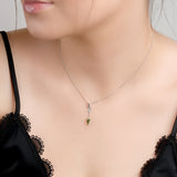 Arrow Necklace in Silver and Green Amber