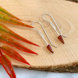 Arrow Drop Earrings in Silver and Cognac Amber