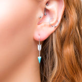 Arrow Drop Earrings in Silver and Turquoise