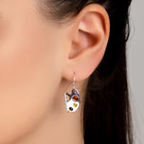 Artist Palette Hook Earrings in Silver and Amber