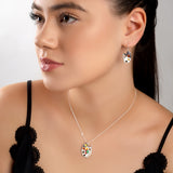 Artist Palette Hook Earrings in Silver and Amber